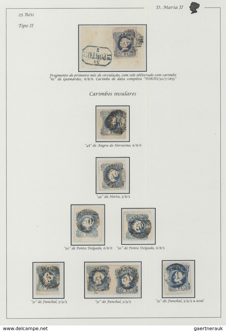 15837 Portugal: 1853 - 25 Rs. Six Used Stamps All With A Different Insular Postmark (Percursores -forerunn - Briefe U. Dokumente