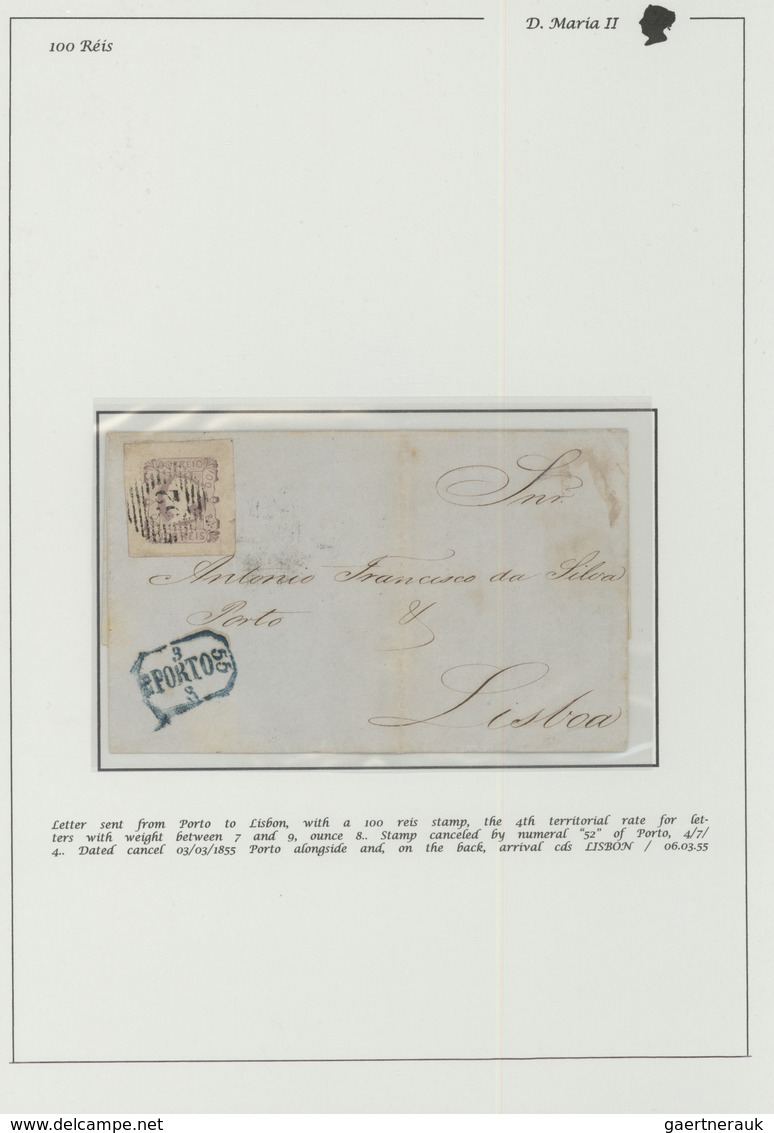 15849 Portugal: 1853- 100 Rs., Letter Send From Porto To Lisbon, With A 100 Rs Stamp, With Very Large Marg - Briefe U. Dokumente