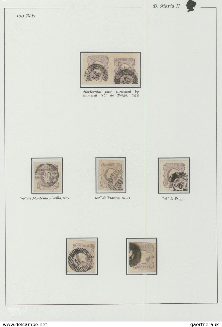 15852 Portugal:  1853- 100 Rs. Horizontal Pair Canceled With Stamp Bars ``56'' Braga And Five Used Stamps Ca - Briefe U. Dokumente