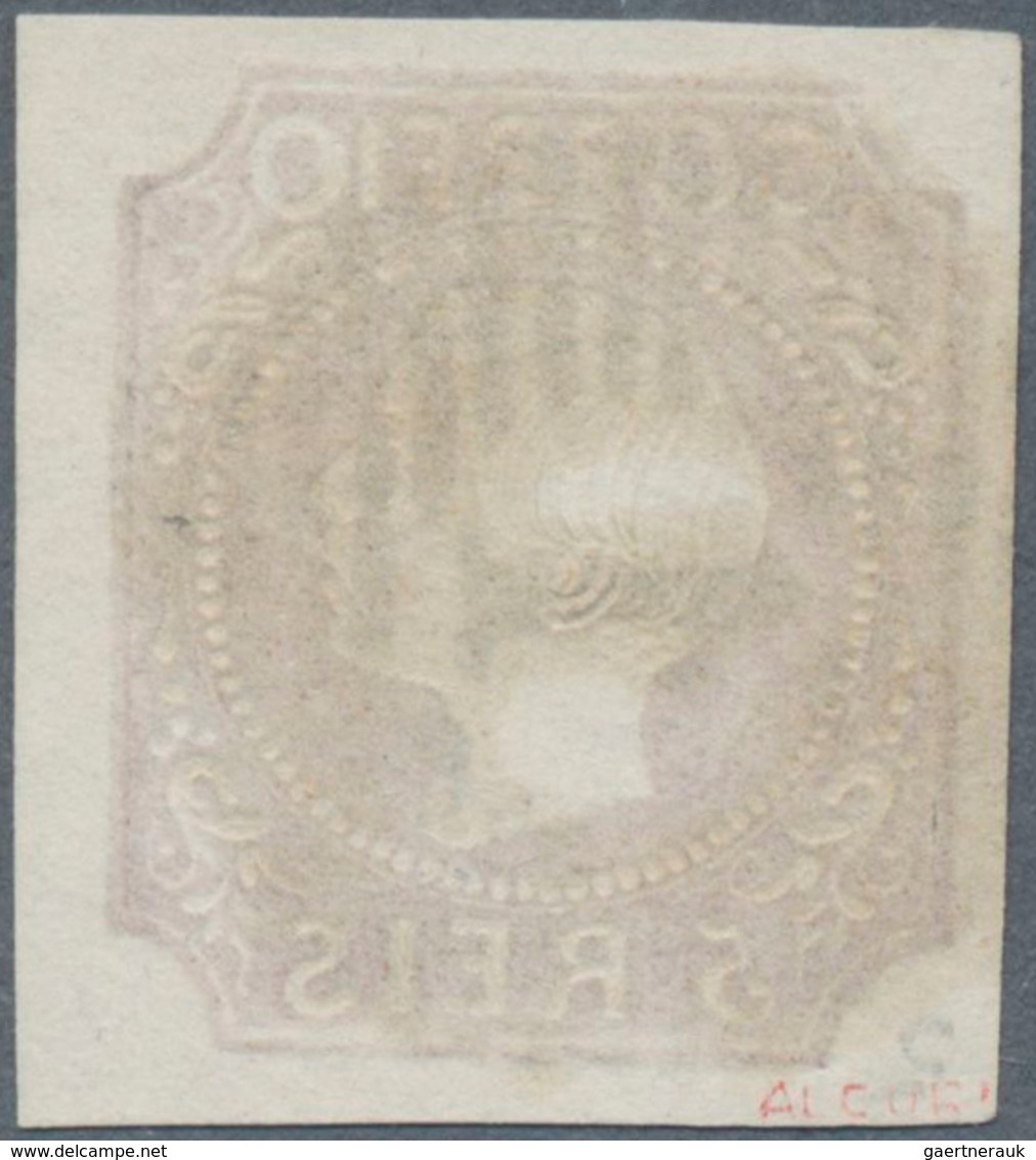 15855 Portugal: 1855 King Pedro V. 5r. Red-brown, Used And Cancelled By Numeral H/s "1" Of Lisboa, Wide Ma - Lettres & Documents