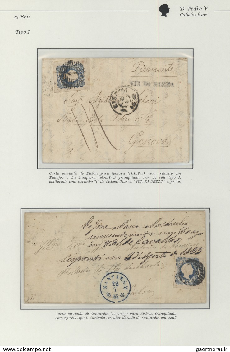 15861 Portugal: 1855-56 - 25 Rs. Two Letters, One Letter Send From Lisboa To Genova Dated 18/8/1855, With - Briefe U. Dokumente