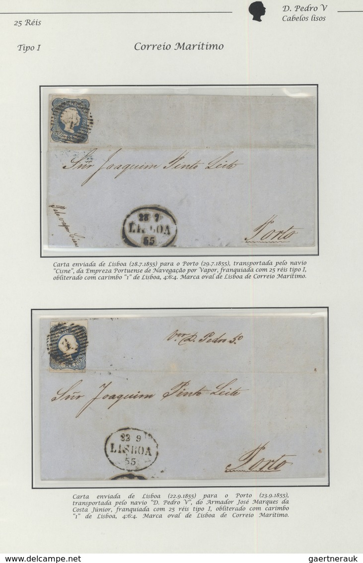 15863 Portugal: 1855-56 - 25 Rs. In Two Letters Maritime Mail. One Dated 28/7/1855 Send From Lisboa To Por - Briefe U. Dokumente