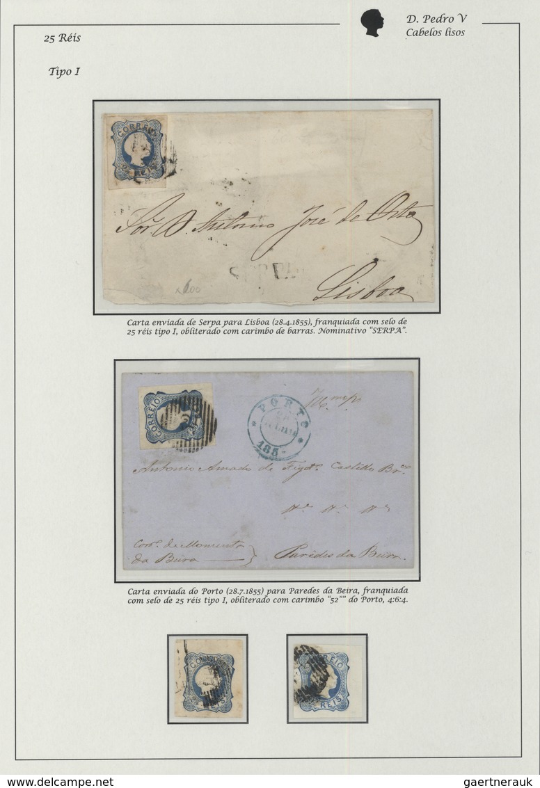 15864 Portugal:  1855-56 - 25 Rs. Two Used Stamps And Two Letters, One Dated 28/4/1855 Send From Serpa To - Lettres & Documents