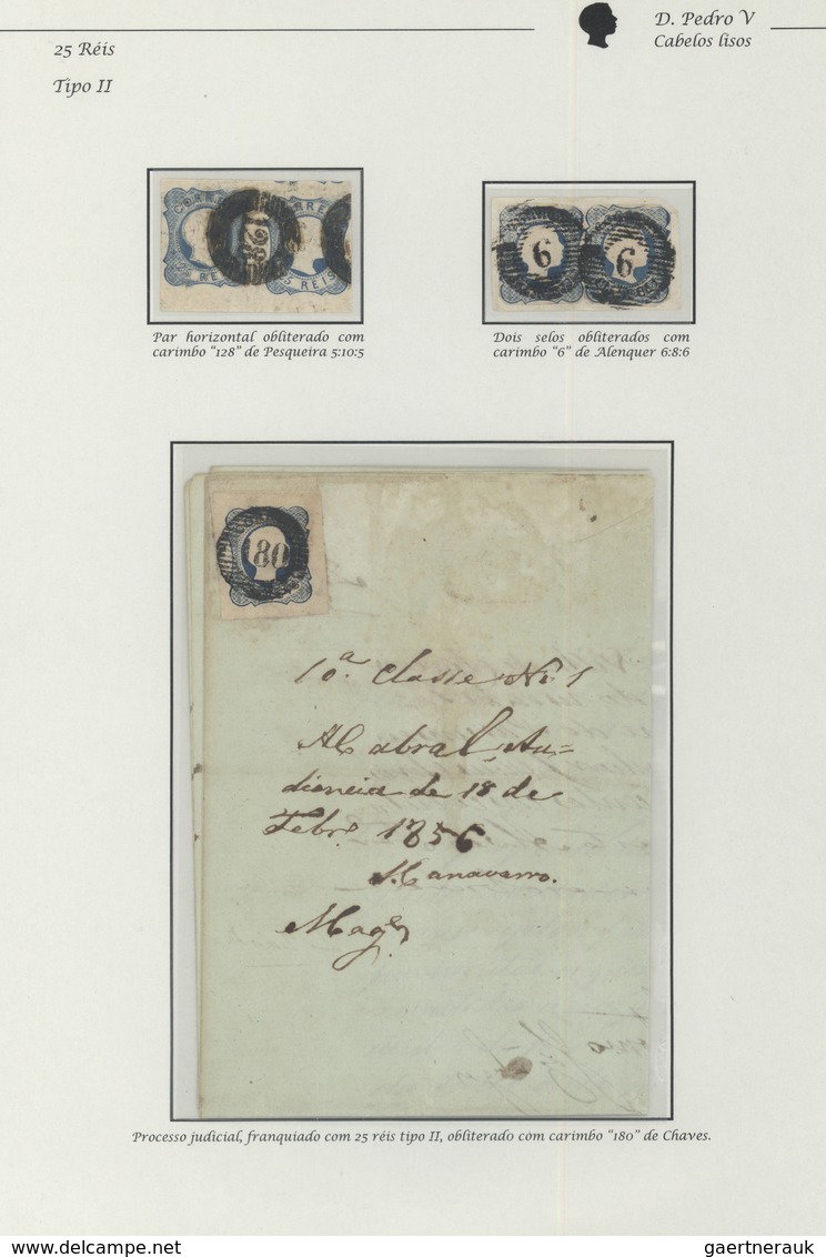 15868 Portugal:  1855-56 - 25 Rs. Two Horizontal Pairs Canceled And A Judicial Process With A Stamp Cancel - Briefe U. Dokumente