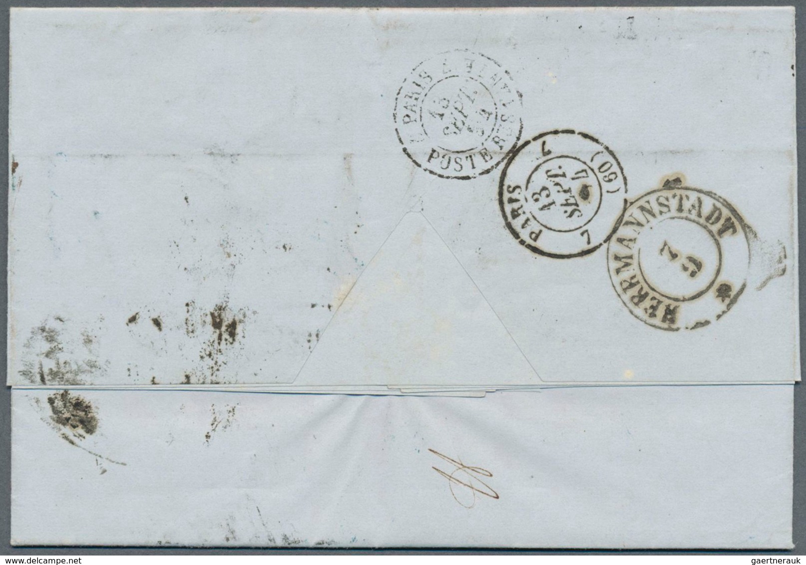 15900 Rumänien - Vorphilatelie: 1854, "BUCKAREST 4.SEP", Double Line Clear On Folded Letter Via Hermannsta - ...-1858 Vorphilatelie