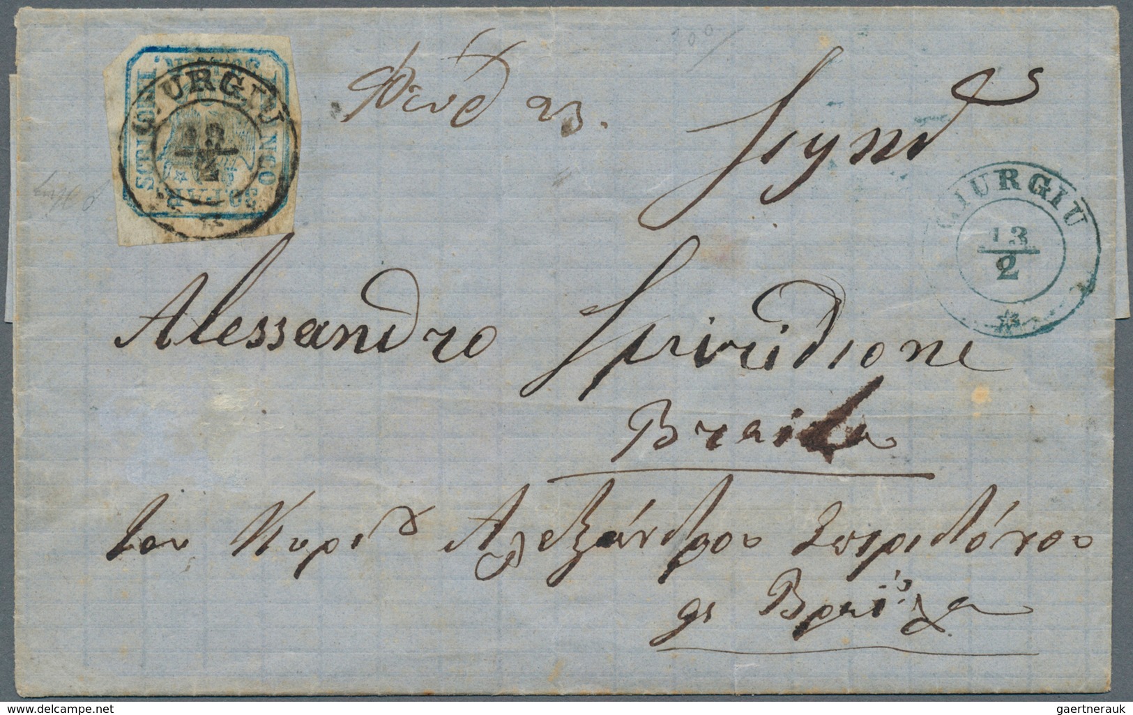 15903 Rumänien: 1862, 30 Parale On Folded Letter Sheet Sent From GIURGIU To Braila. - Briefe U. Dokumente