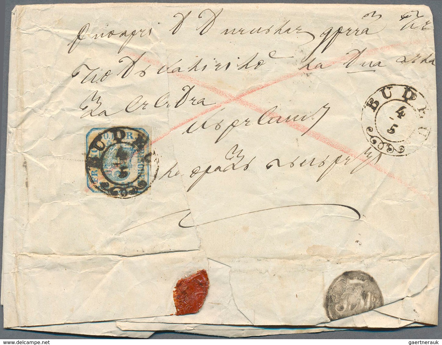 15904 Rumänien: 1862, Single Manual-printed 30 Parale Blue On (double Used) Folded Letter Sent With Double - Lettres & Documents