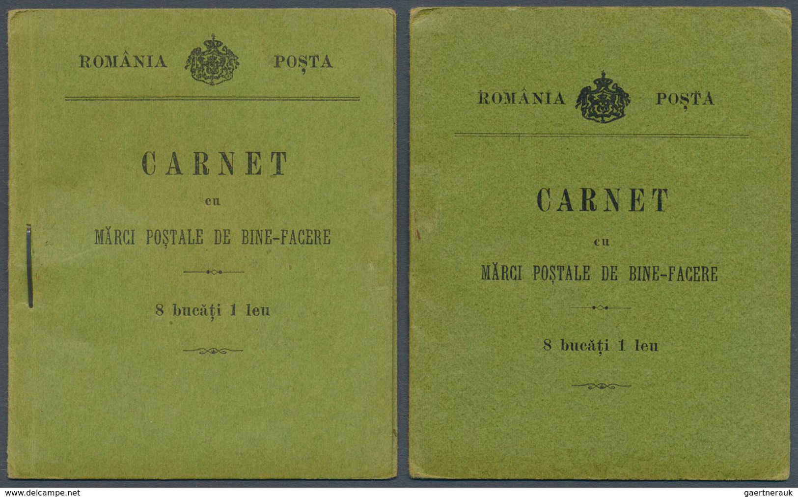 15910 Rumänien: 1906, Wohlfahrt Zwei Markenheftchen 'Carnet Eu Marci Postale De Bine-Facere 8 Bucati 1 Leu - Lettres & Documents