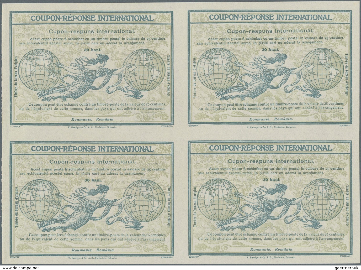 15916 Rumänien - Ganzsachen: Design "Rome" 1906 International Reply Coupon As Block Of Four 30 Bani Romani - Ganzsachen