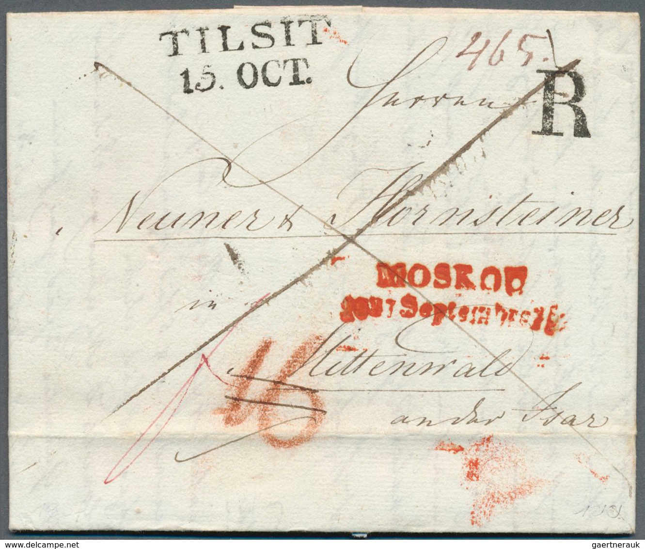 15918 Russland - Vorphilatelie: 1837, Complete Folded Letter Cover With Red Double-line Dater "MOSCOU / 27 - ...-1857 Vorphilatelie