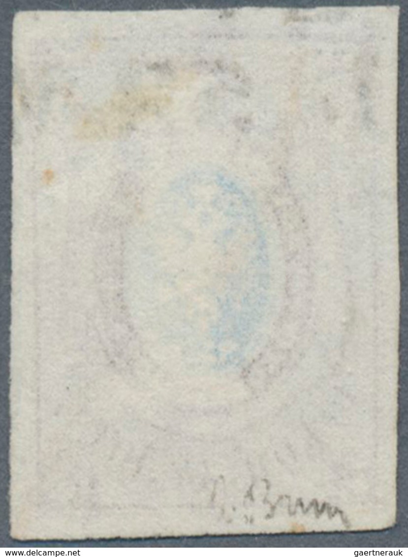 15920 Russland: 1857, First Issue Imperforate 10 K Brown & Blue With Pen And Date Cancellation. (Scott 1). - Neufs