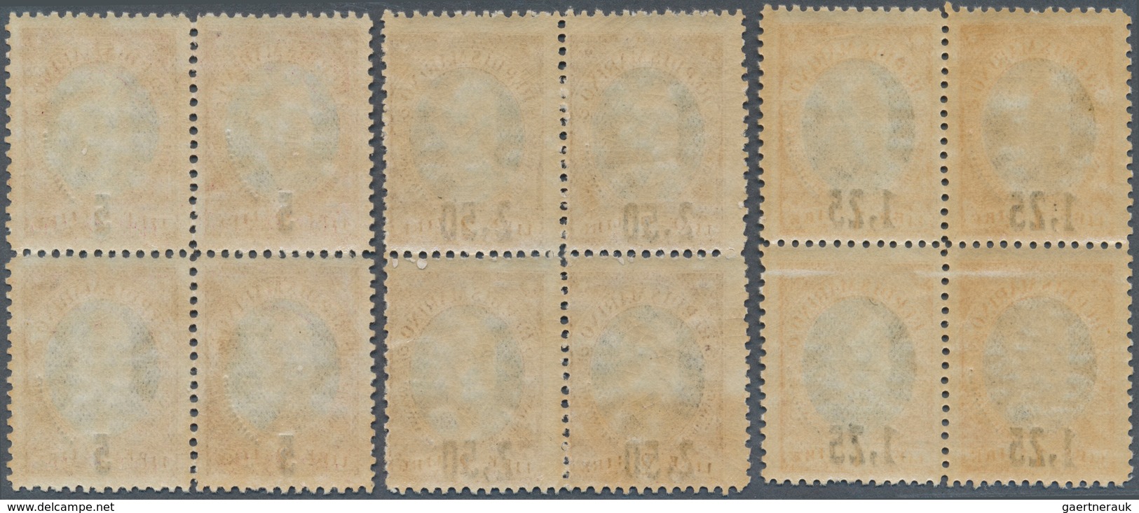15993 San Marino: 1927, Ravaluation Overprints On Antonio Onofri, Complete Set Of Three Values As Blocks O - Ungebraucht