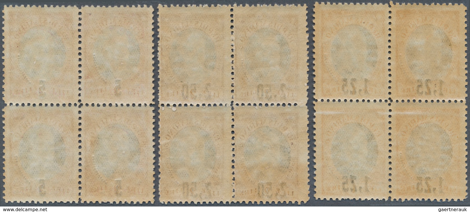 15993 San Marino: 1927, Ravaluation Overprints On Antonio Onofri, Complete Set Of Three Values As Blocks O - Neufs