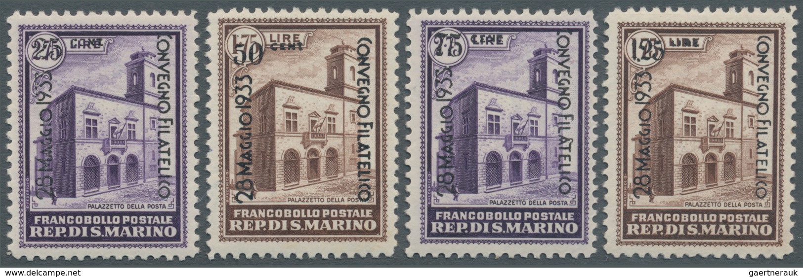 16004 San Marino: 1933, Philatelic Congress Bologna, Complete Set Of Four Values, Unmounted Mint, Signed E - Ungebraucht