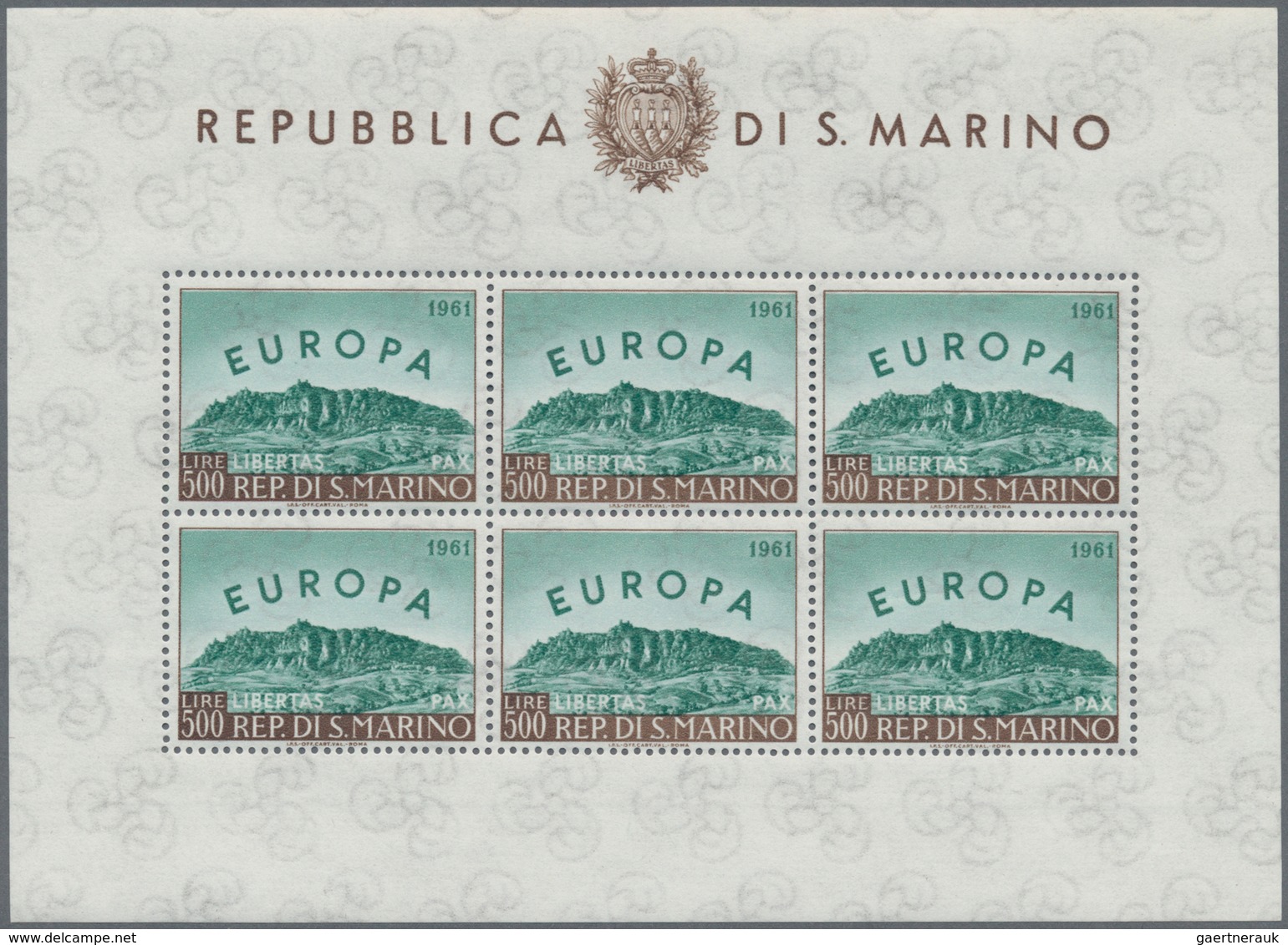 16011 San Marino: 1961, Europa, Five Little Sheets Of Six Stamps Each, All Mint Never Hinged (Mi. 1250,-) - Ungebraucht