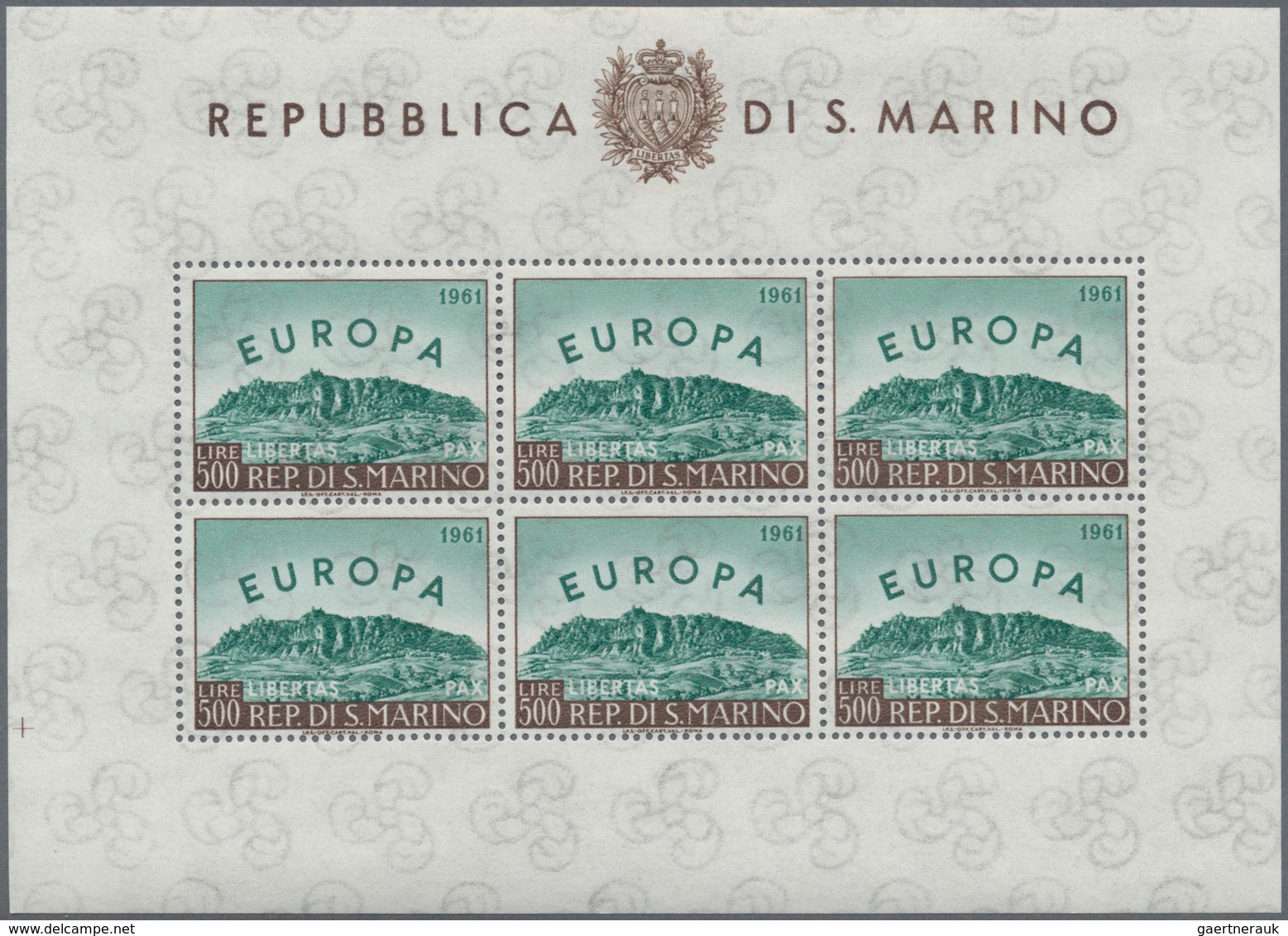 16012 San Marino: 1961, Europa, Ten Little Sheets Of Six Stamps Each, All Mint Never Hinged (Mi. 2500,-) - Neufs