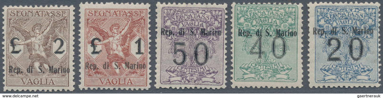 16013A San Marino - Portomarken: 1924, Postanweisungsmarken, 1-5 Makellos, Postfrische Luxusserie, Die Gute - Timbres-taxe