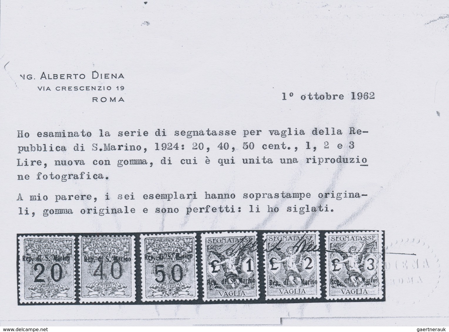16013A San Marino - Portomarken: 1924, Postanweisungsmarken, 1-5 Makellos, Postfrische Luxusserie, Die Gute - Timbres-taxe