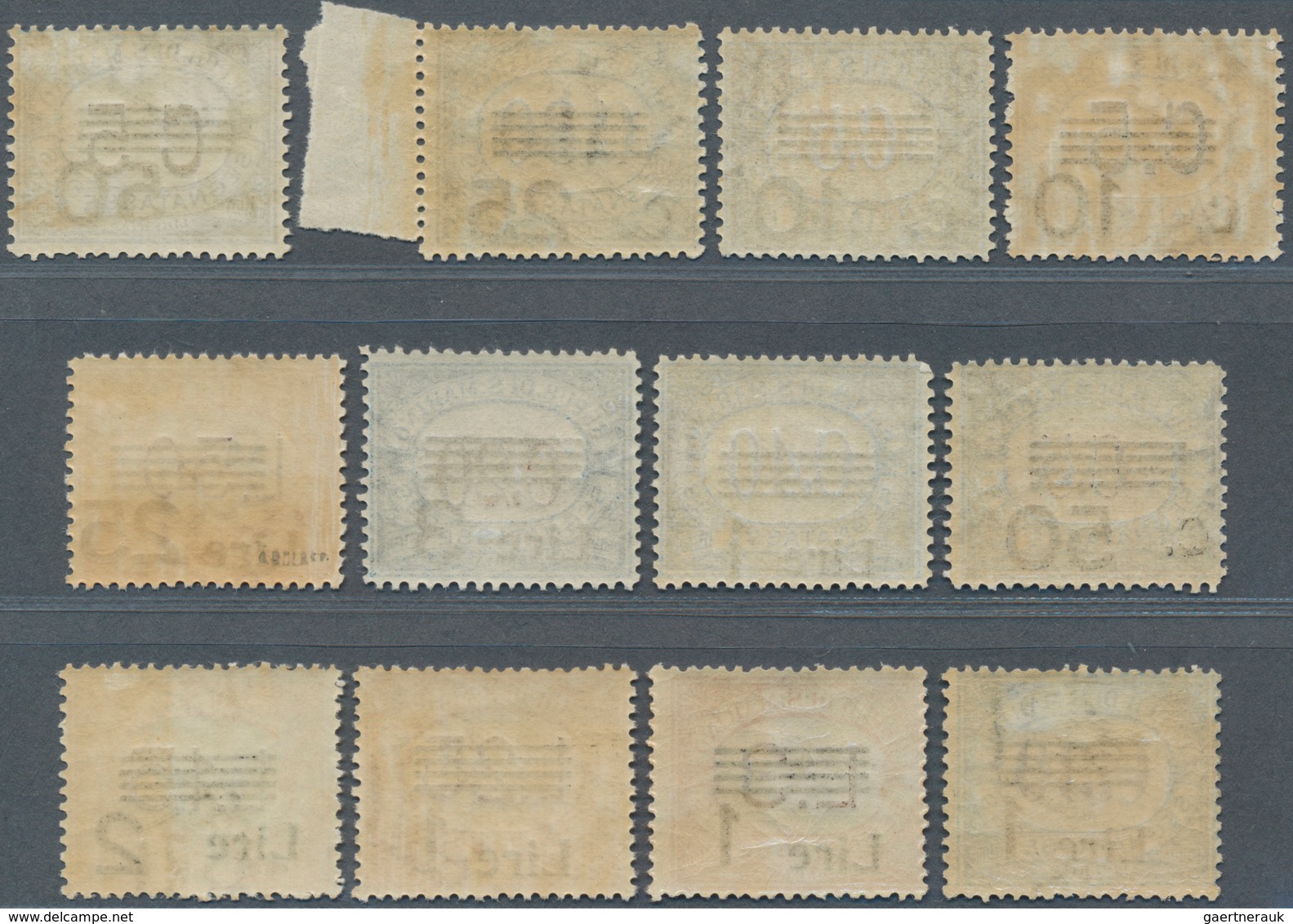 16016 San Marino - Portomarken: 1936/1943, Revaluation Overprints, Complete Set Of Twelve Values, Unmounte - Portomarken