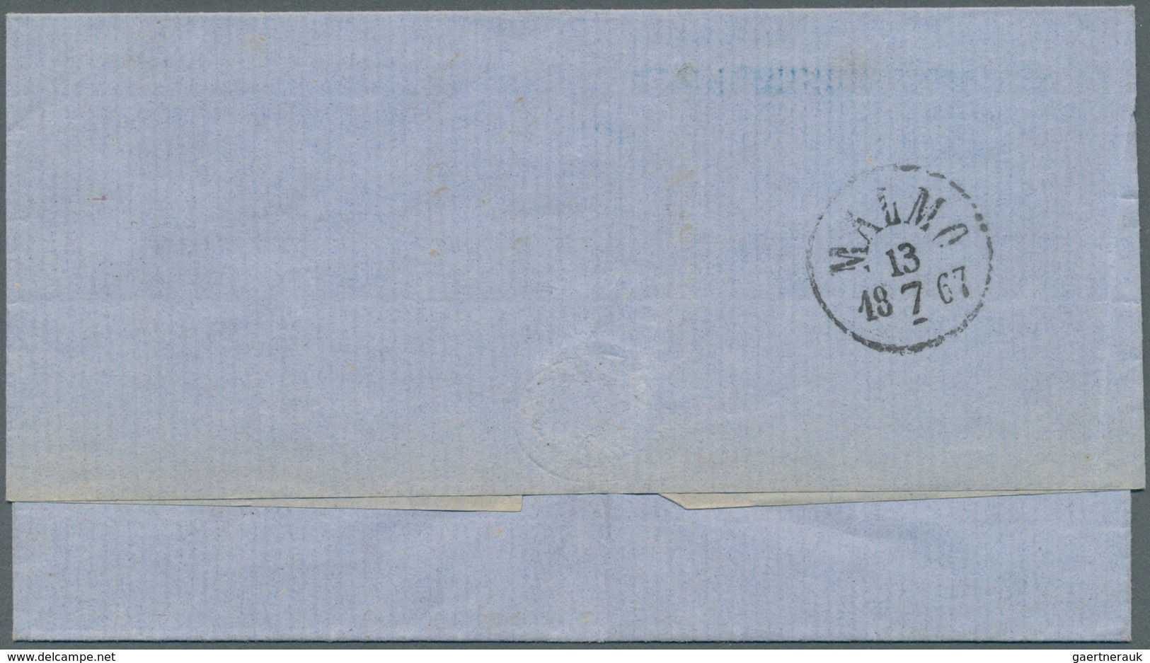 16019 Schweden: 1867, "FRAN DANMARK", Boxed VIOLET Ship Mail Arrival Marking On Entire Letter From Copenha - Neufs