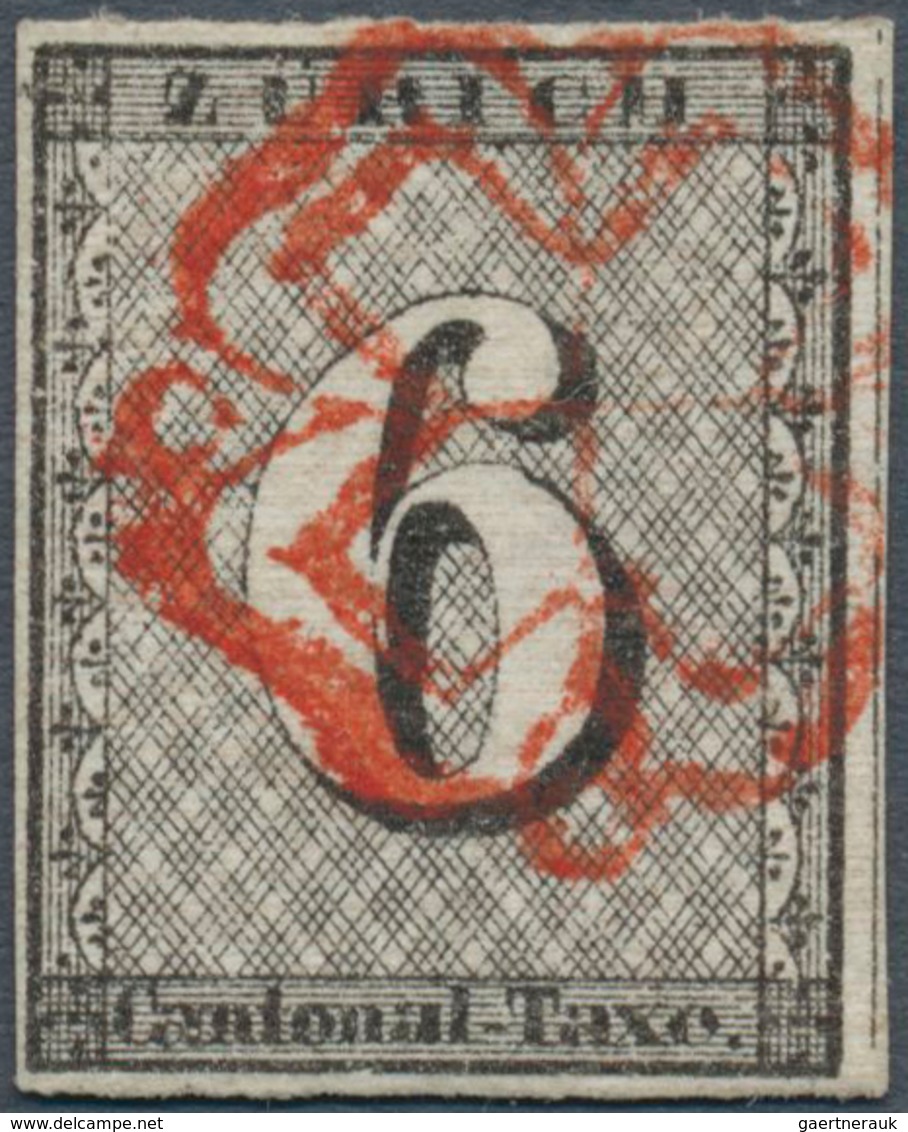 16038 Schweiz - Zürich: 1843, 6 Rappen Schwarz, Saubere, Farbfrische Marke, Gut Sichtbarer Linienunterdruc - 1843-1852 Timbres Cantonaux Et  Fédéraux