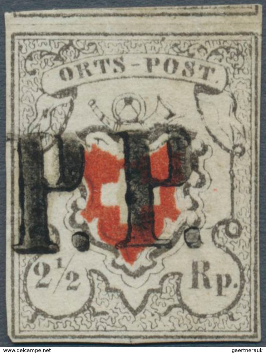 16047 Schweiz: 1850, Orts-Post 2 1/2 Rp. Schwarz/orangerot In Type II Ohne Kreuzeinfassung, Attest Renggli - Neufs