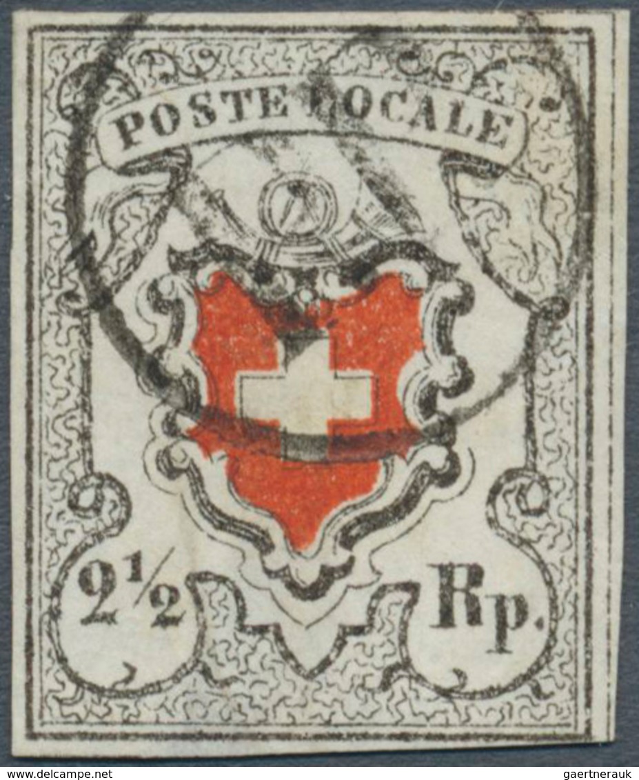 16048 Schweiz: 1850, 2 1/2 Rp. Mit Kreuzeinfassung, Allseits Gutrandig Mit ''PP'' Stempel, Gering Hell, Gepr - Neufs