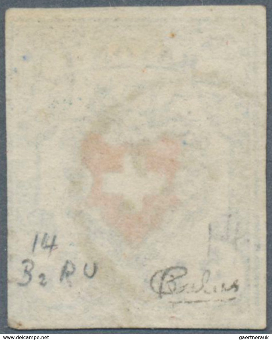 16058 Schweiz: 1850, 5 Rp. Rayon I Mattblau/rot, Type 14, Stein B2-RU, Zst. Nr. 17II Ab.2 : 6/12 Der Einfa - Neufs