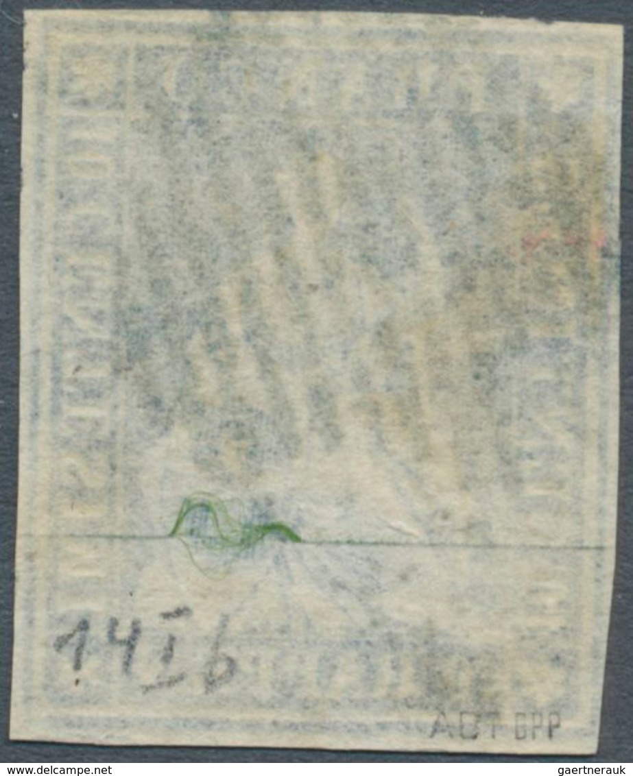 16071 Schweiz: 1854, 10 Rp. Preußischblau, Münchner Druck Auf Dünnem Papier Mit Grünem Seidenfaden, Weissr - Neufs