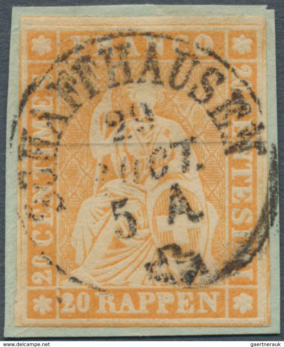 16073 Schweiz: 1856, 20 Rp. Orangegelb, Mischtype, Attest Weid "No. 16 II Bym Auf Briefstück Jedoch Druck - Ungebraucht