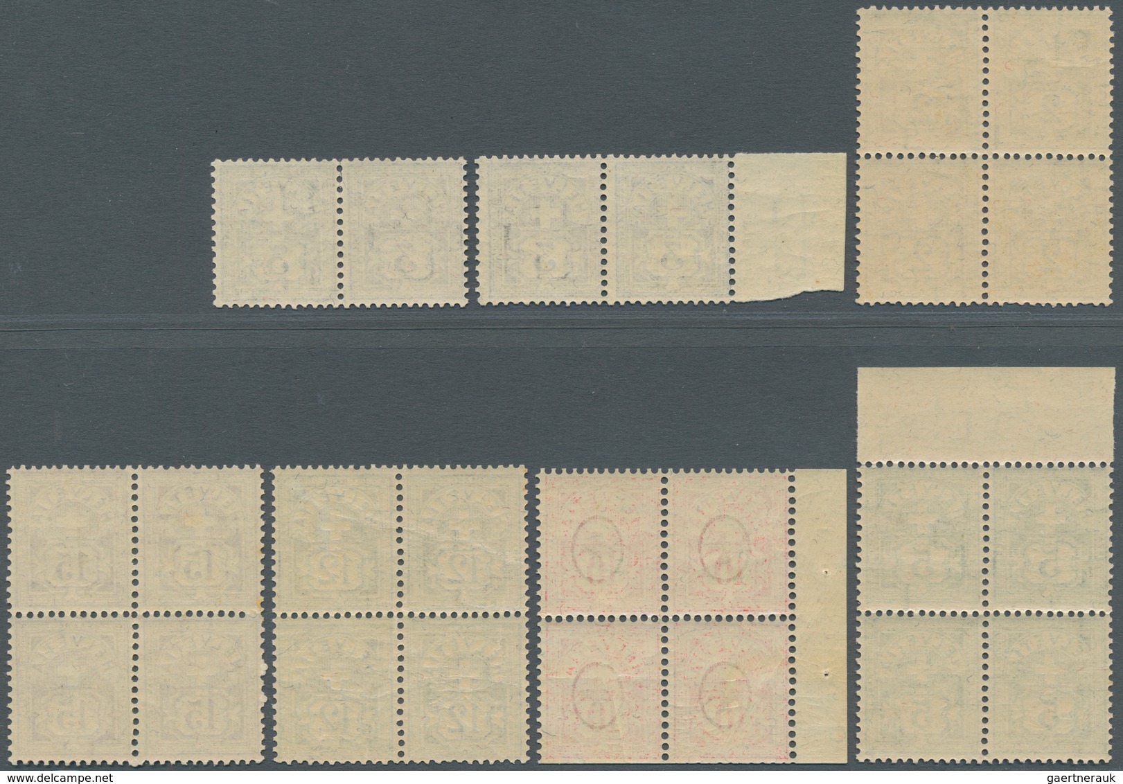 16095 Schweiz: 1894/1906: Postfrischer Satz 4er-Blocks Bzw. Zweier Paare (3 Rp.), 10 Rp. Mit Schmalem Kont - Neufs