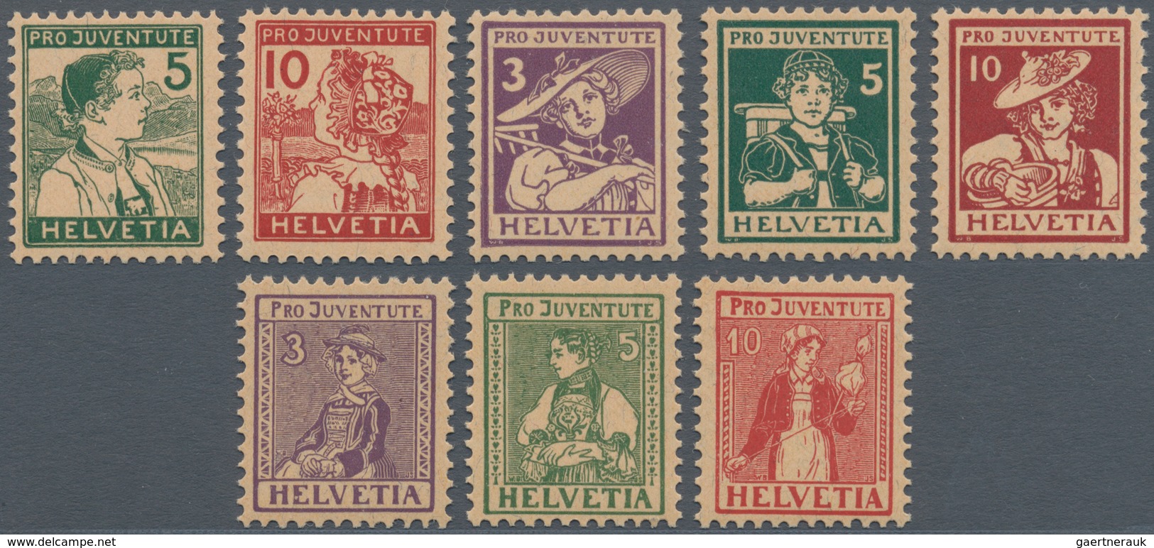 16104A Schweiz: 1915/1917, "PRO JUVENTUTE", 1915 Bis 19172 Postfrische Sätze In Luxusqualität (SBK 580.- ) - Neufs