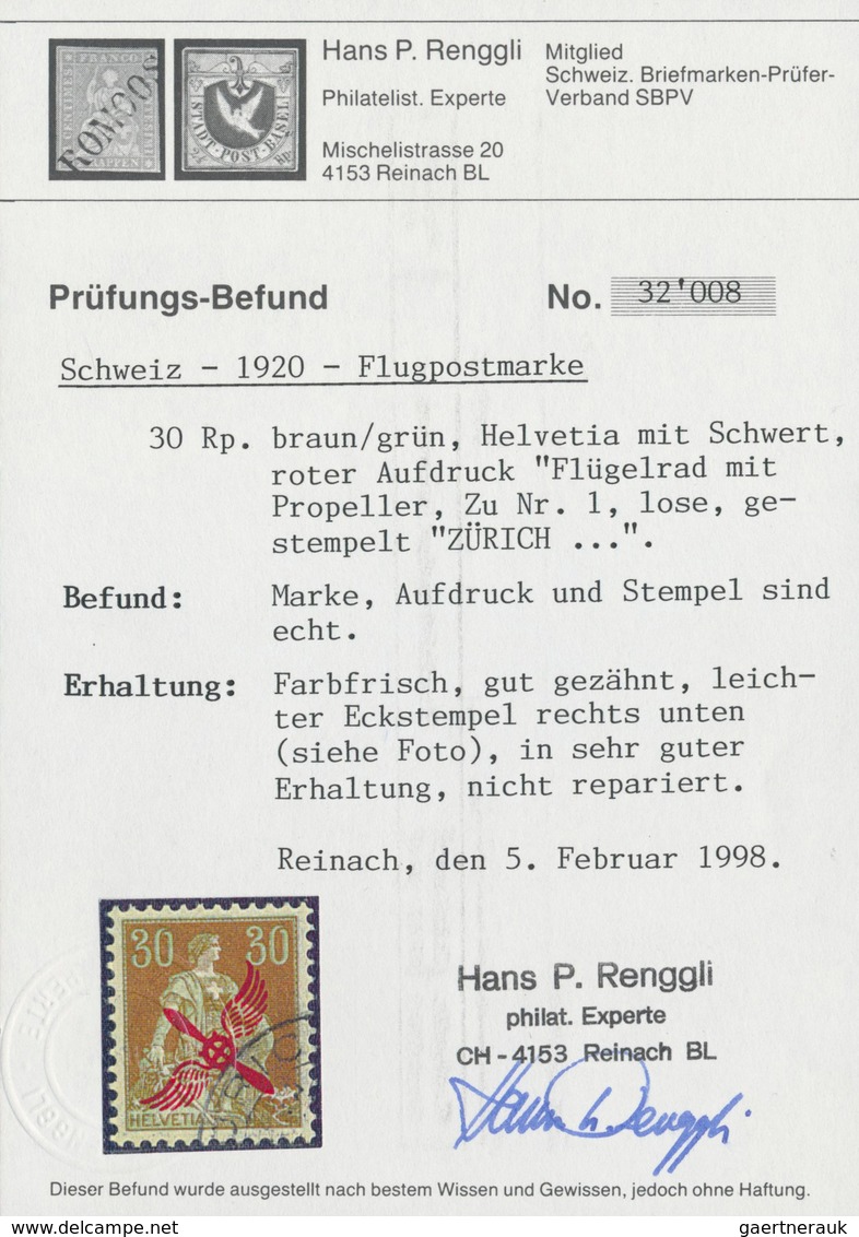 16107 Schweiz: 1920: Propeller 30 Rp., Sauber Gestempeltes Und Gut Gezähntes Stück Der Seltenen Ausgabe (S - Neufs