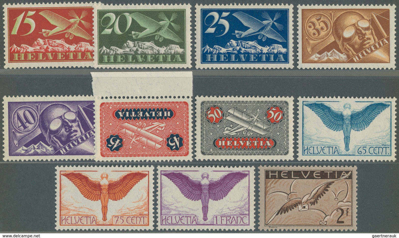 16109 Schweiz: 1923, 11 Flugpostmarken, Postfrische Luxusserie, Alle Auf Normalem Papier, Mi.NR. 179-184x, - Neufs