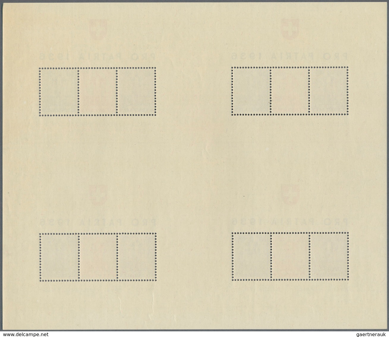 16112 Schweiz: 1936, Pro Partria 'Freiburger Senn' Blockausgabe Im Kompletten Großbogen Mit 4 Blocks, Post - Ungebraucht