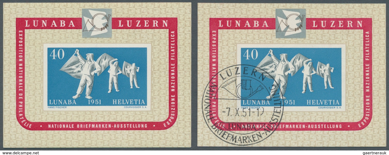 16125 Schweiz: 1951, LUNABA-Block Auf Ausstellungsbrief Mit Sonderstempel Vom 29.IX.51. Dazu Einmal Postfr - Neufs