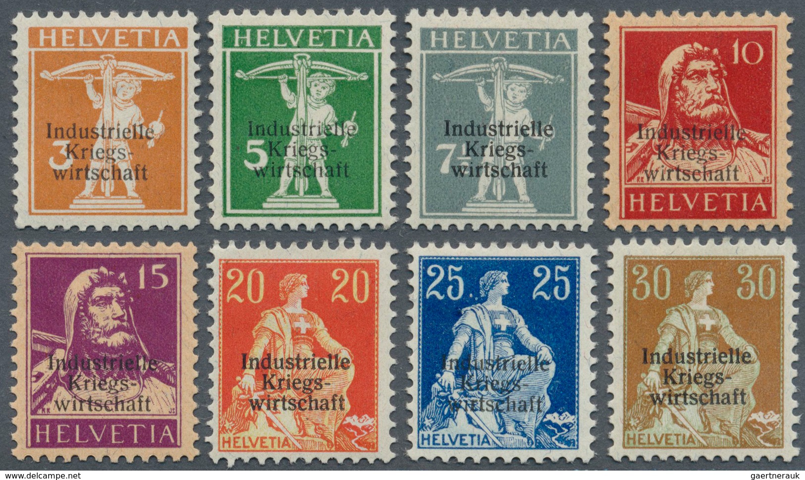 16134 Schweiz - Dienstmarken: Industrielle Kriegswirtschaft: 1918: Kompletter Satz I.K.W. Mit Dünnem Aufdr - Service