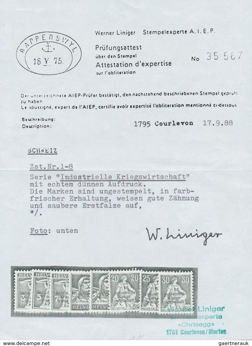 16134 Schweiz - Dienstmarken: Industrielle Kriegswirtschaft: 1918: Kompletter Satz I.K.W. Mit Dünnem Aufdr - Dienstmarken