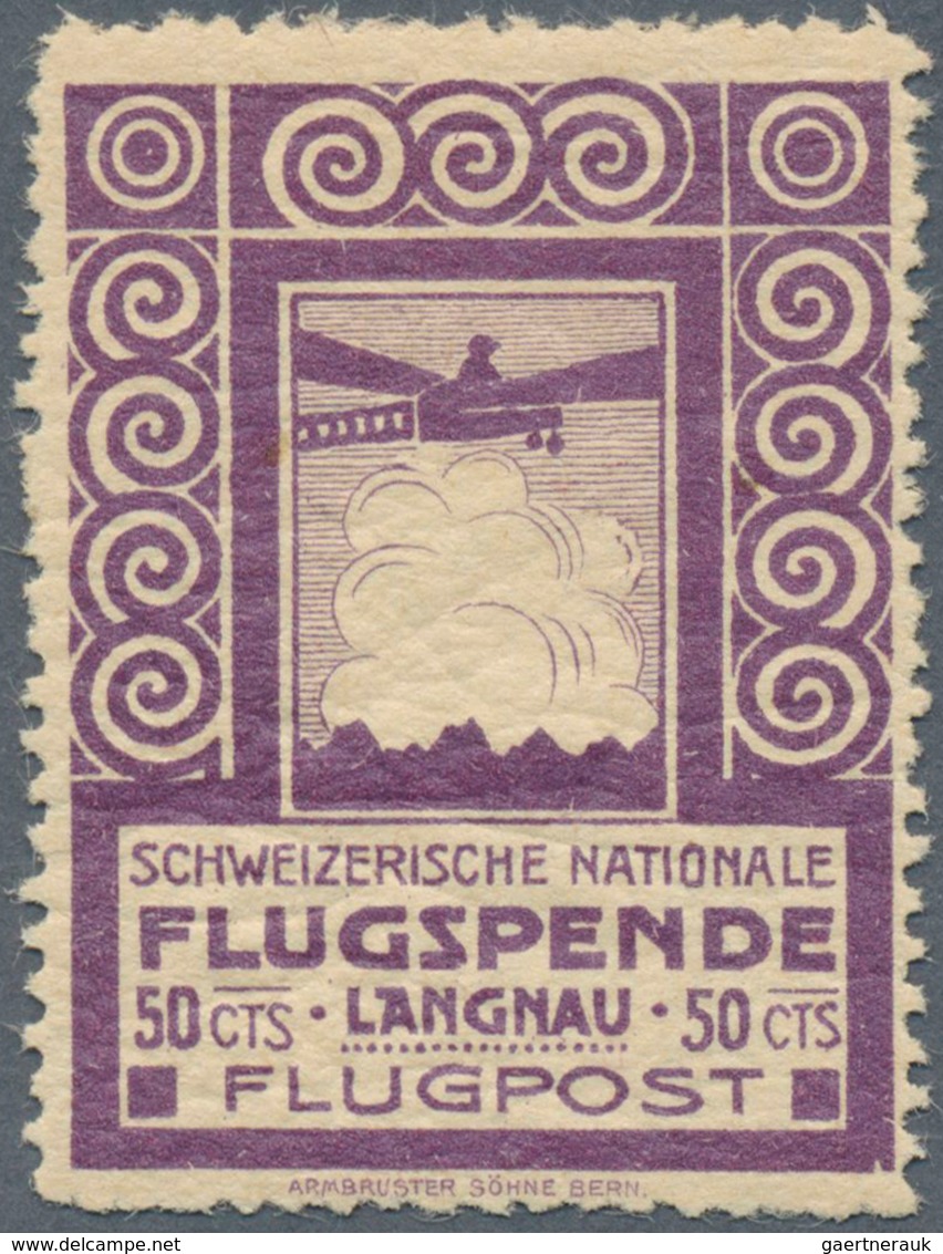 16144 Schweiz - Halbamtliche Flugmarken: 1913: 50 C Grauviolett, Langenau I E - Bern, Ungebraucht Mit Orig - Gebraucht