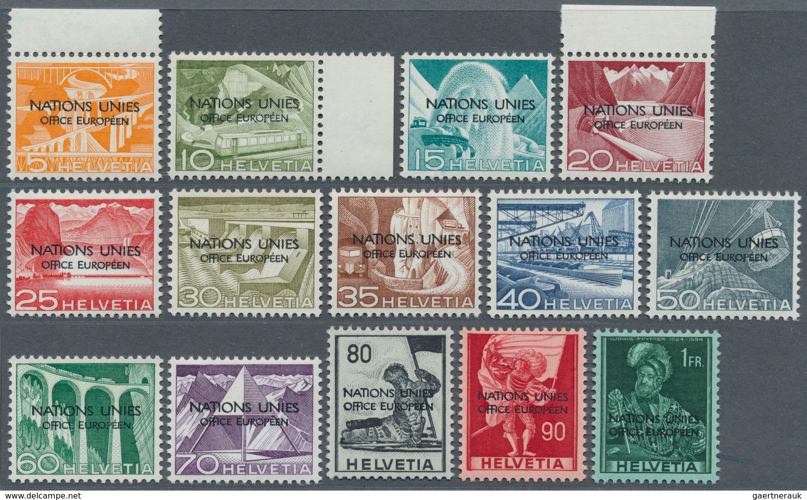 16151 Schweiz - Europäisches Amt Der Vereinten Nationen (ONU/UNO): 1950, Freimarken - Aufdrucksätze, Mi. 5 - UNO