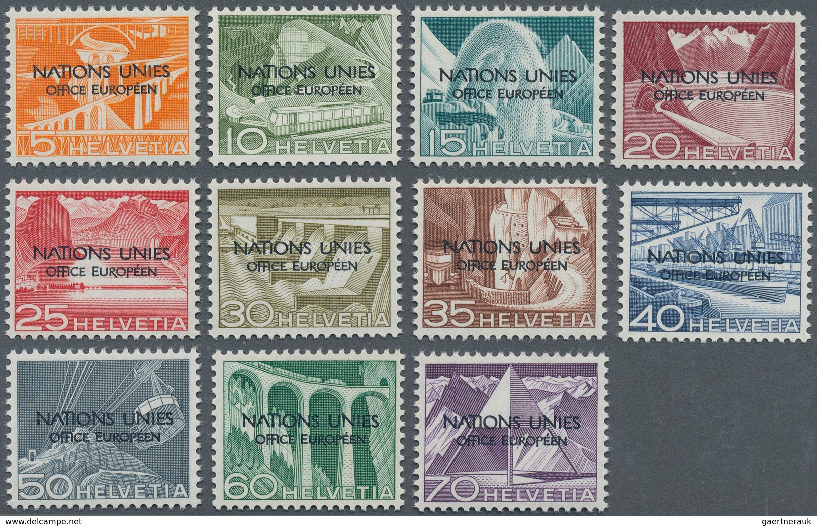 16153 Schweiz - Europäisches Amt Der Vereinten Nationen (ONU/UNO): 1956: 5-70 Rp. Mit Plattenfehler "A In - UNO