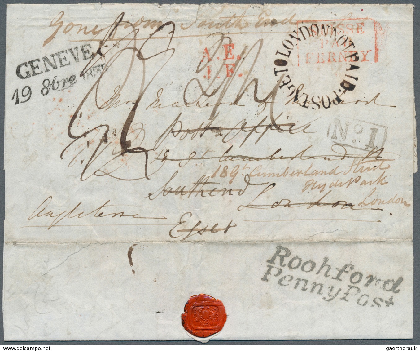 16166 Schweiz - Besonderheiten: 1837. Pre-stamp Envelope Written From Geneva Dated '19th Oct 37' Addressed - Autres & Non Classés