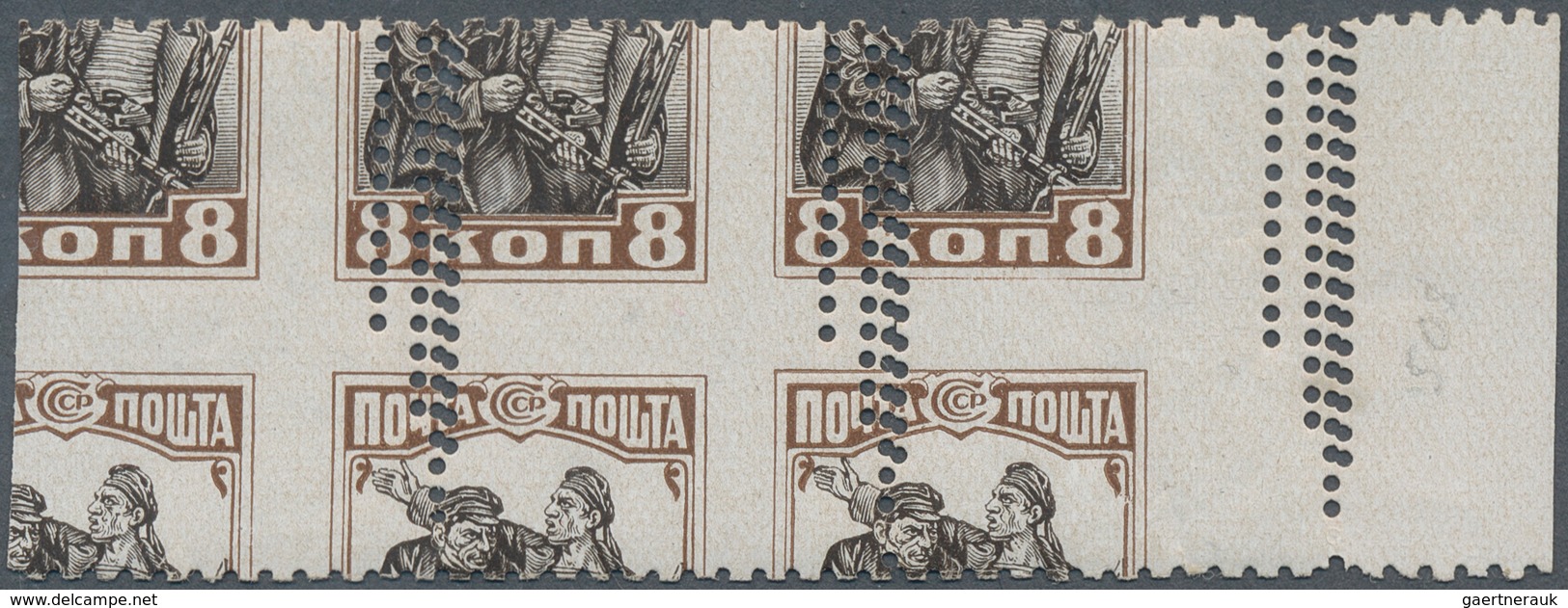 16185 Sowjetunion: 1927, 10th Anniversary Of The October Revolution 8 K., Horizontal Strip Of Three With H - Lettres & Documents