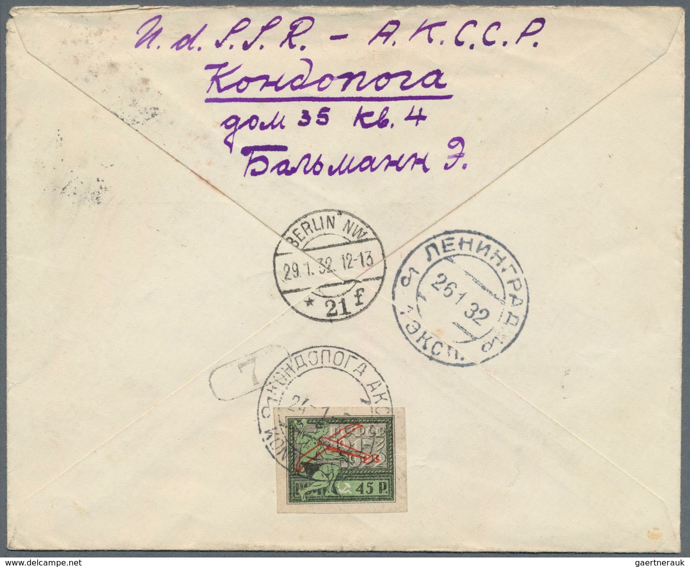 16188 Sowjetunion: 1930, 80 K Carmine Zeppelin, Perf. 10 1/2, Single Franking On Registered Express Cover - Lettres & Documents