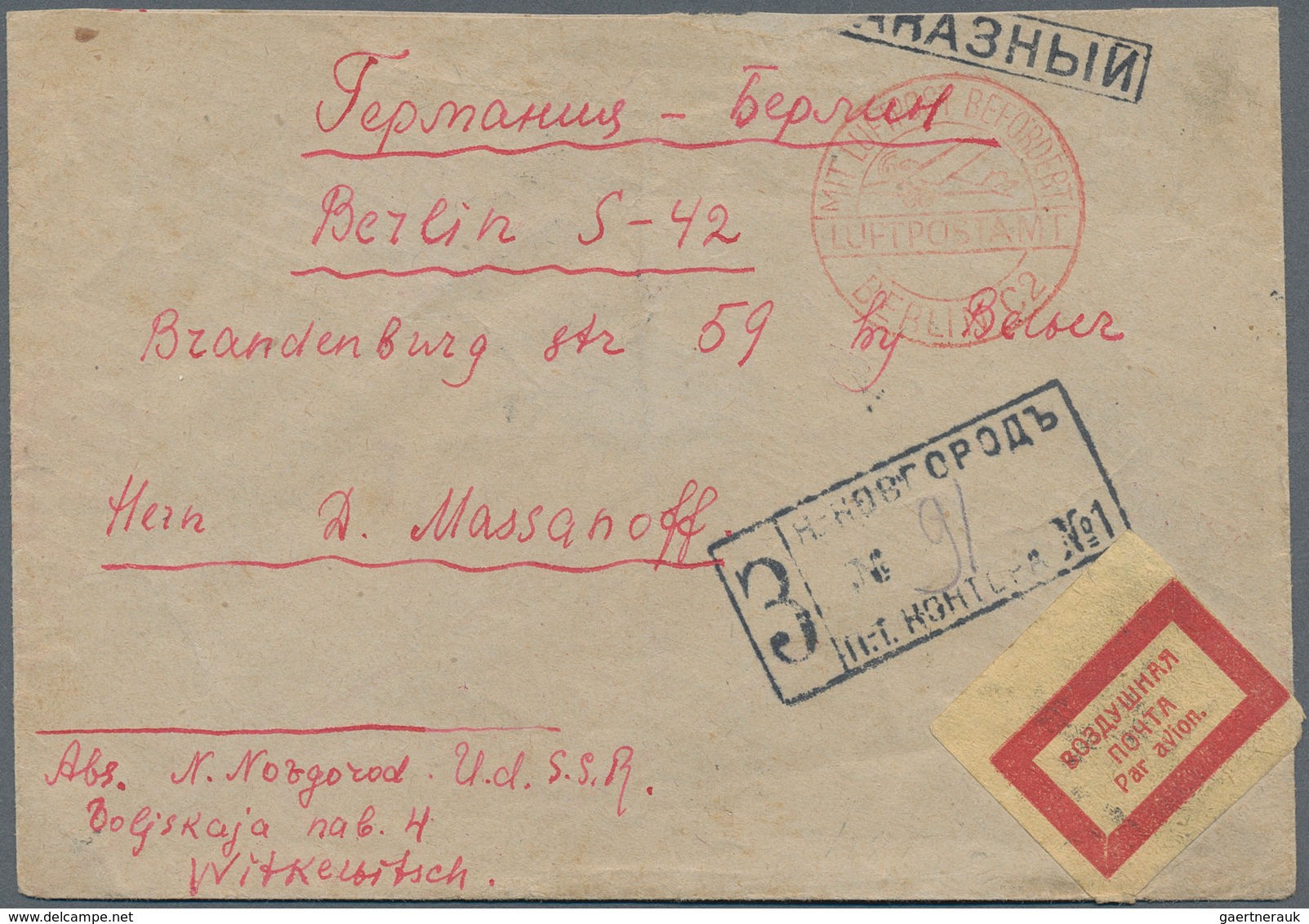 16190 Sowjetunion: 1931/33, covers (6) all to Germany inc. uprated stationery envelope 15 K. registered (2