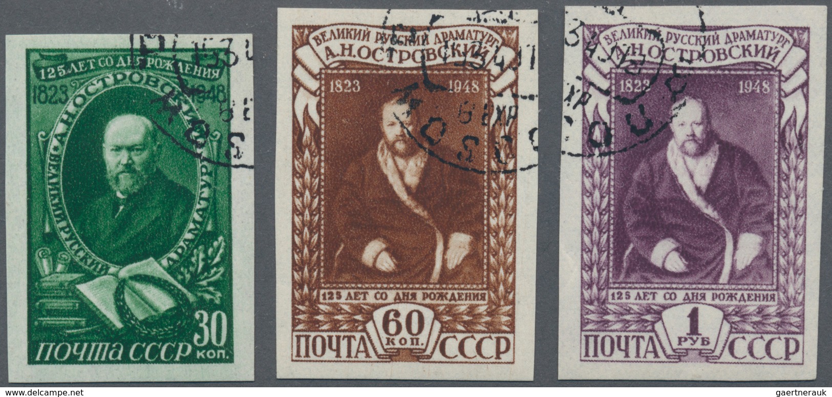 16217 Sowjetunion: 1948, 30 K - 1 R Ostrowskij, IMPERFORATED, Used. Scarce And Undervalued Variety! - Briefe U. Dokumente