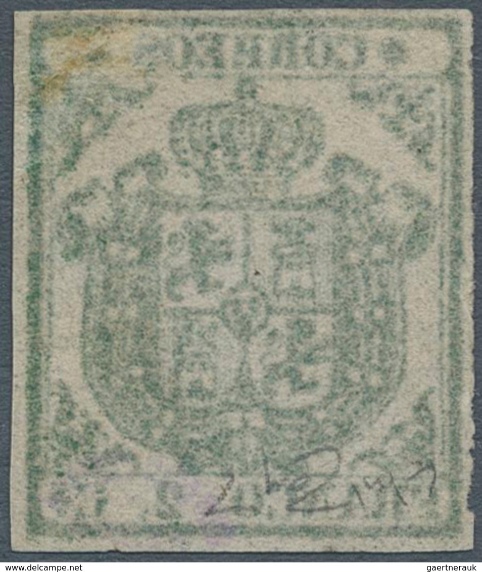 16245 Spanien: 1854, 2 Cuartos Green On Thin White Paper With Wide Margins All Around, Unused Without Gum - Oblitérés