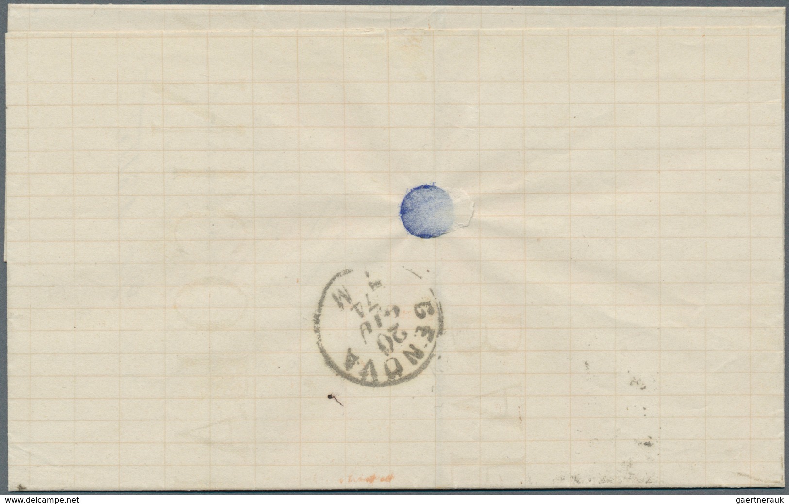 16250 Spanien: 1874, 50 C Ultramarine, Single Franking On Folded Letter Cover From Barcelona With Manuscri - Oblitérés