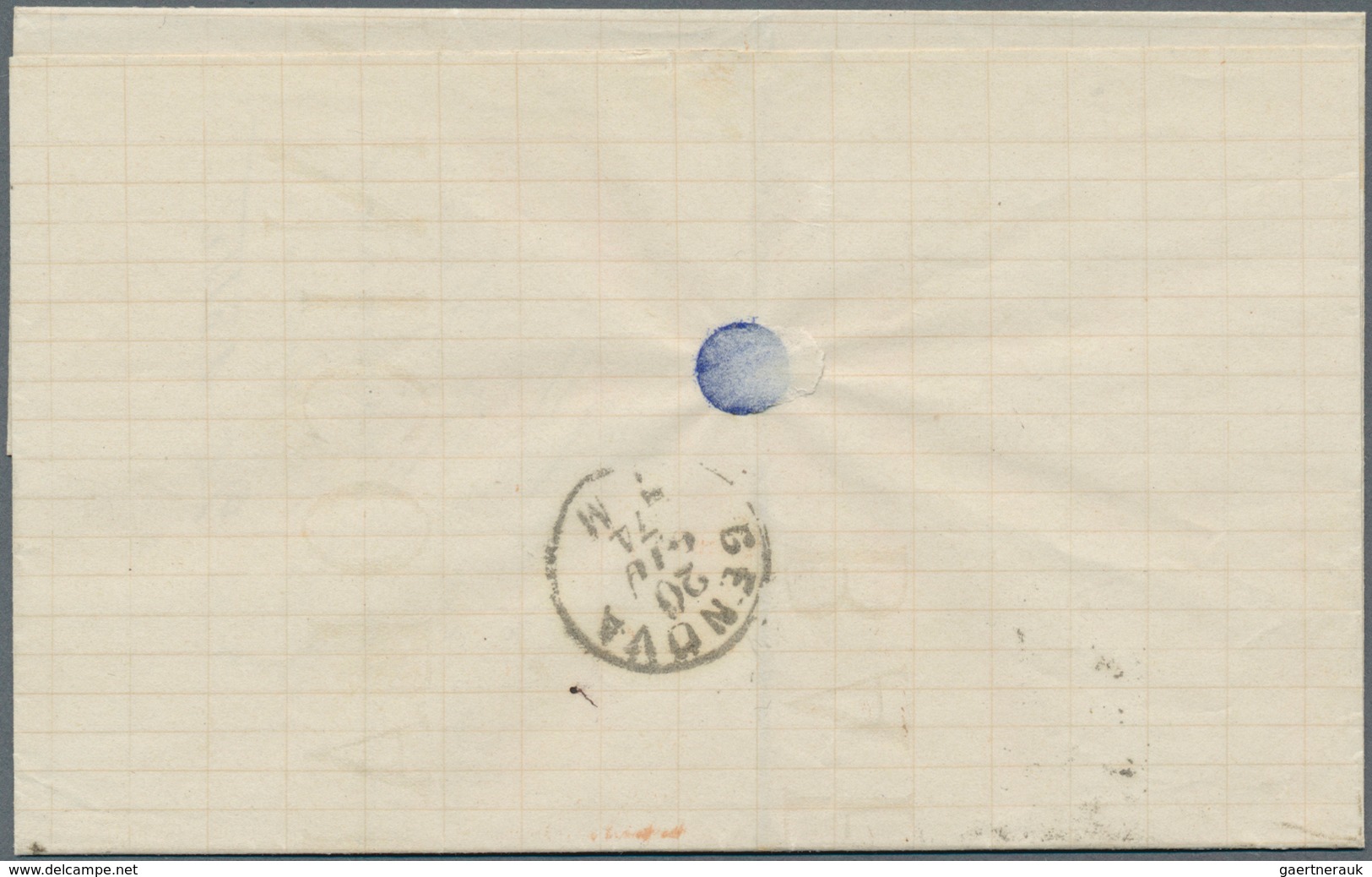 16250 Spanien: 1874, 50 C Ultramarine, Single Franking On Folded Letter Cover From Barcelona With Manuscri - Gebraucht