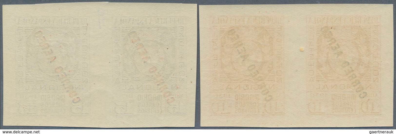 16259 Spanien: 1936, Philatelic Exhibition Airmails, 10c. Red And 15c. Blue, Horiz. Pairs, Unmounted Mint. - Gebraucht